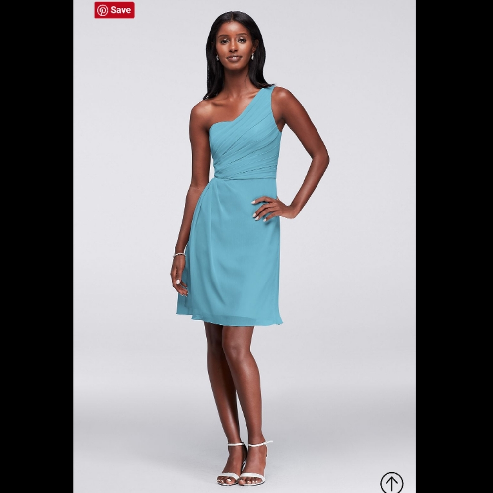 NWT DAVID'S BRIDAL Chiffon One-Shoulder Dress 22